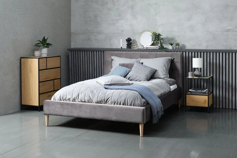 Szafka nocna GEO S dąb/czarna z szufladą I sklep meblowy MIRAT. styl LOFT