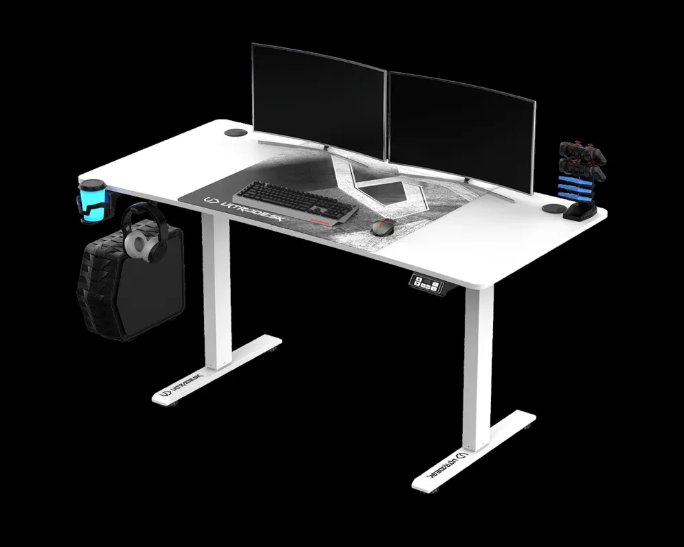 Biurko gamingowe LEVEL V2 LED białe ULTRADESK | MIRAT.
