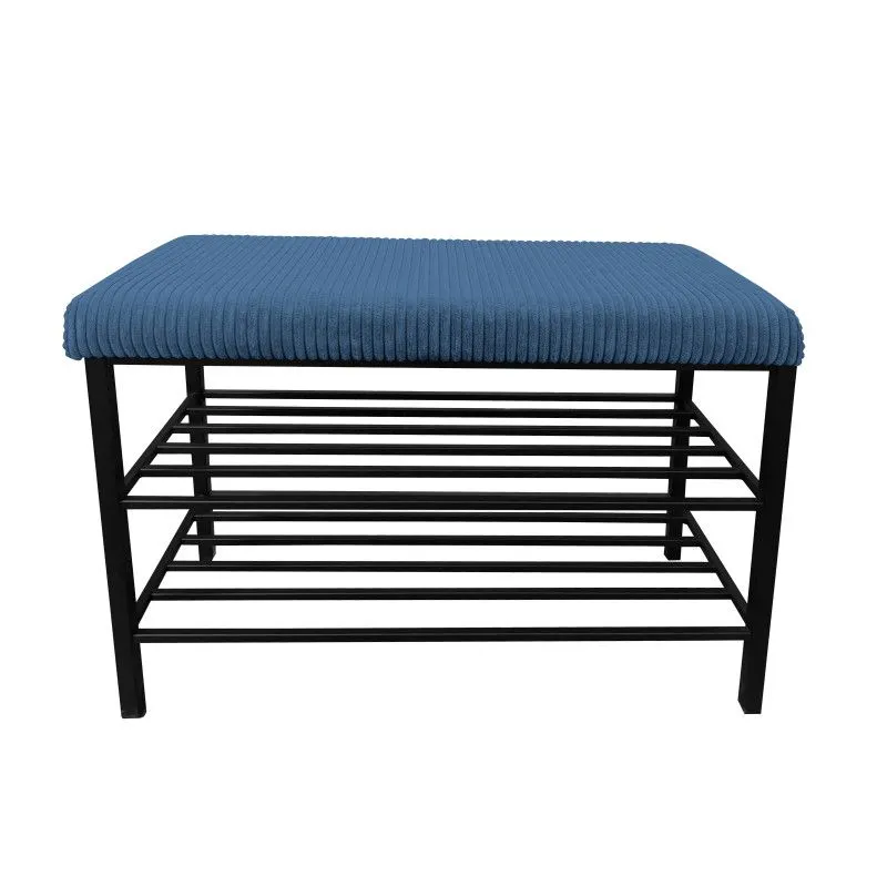 Metalowy stojak na buty z siedziskiem GAJA POSO-5 czarny/niebieski I sklep meblowy MIRAT. styl LOFT