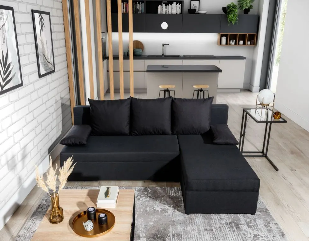 Narożnik z funkcją spania GINO uniwersalny lewy/prawy grafitowy minimalistyczny | MIRAT. w stylu  kolekcja