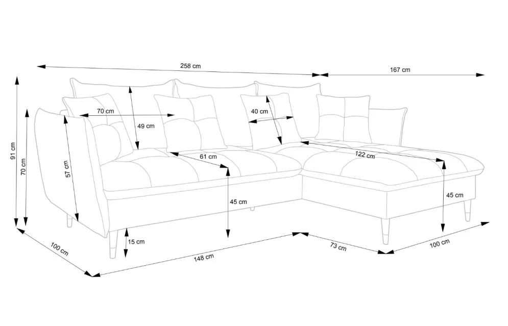 Narożnik z funkcją spania ATENA szary z pojemnikiem na pościel I sklep meblowy MIRAT. styl GLAMOUR