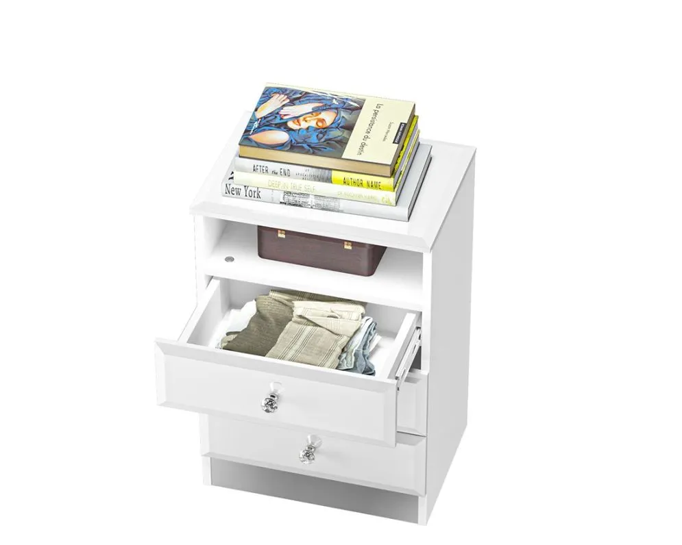 Szafka nocna GLAMOUR 07 3S biały połysk I sklep meblowy MIRAT. styl GLAMOUR kolekcja GLAMOUR