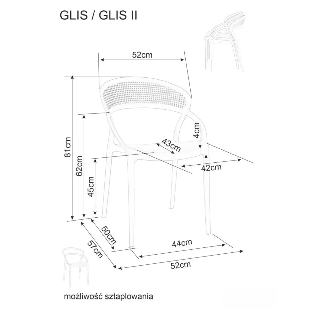 Krzesło z tworzywa GLIS czarne z polipropylenu I sklep meblowy MIRAT.