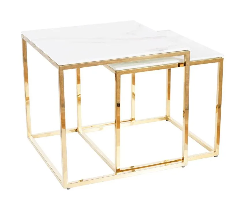 Ława GLORIA marmur/złota zestaw 2 ław do salonu | MIRAT. w stylu GLAMOUR kolekcja