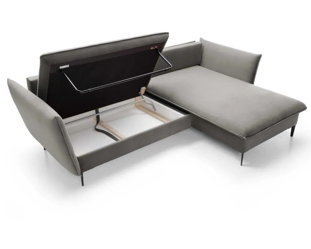 Narożnik z funkcją spania BOSS szary na metalowych nogach I sklep meblowy MIRAT.