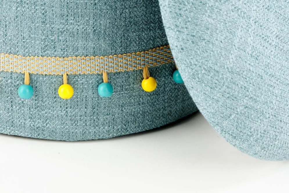 Zestaw puf GRADO jasnoniebieski w stylu boho | MIRAT.