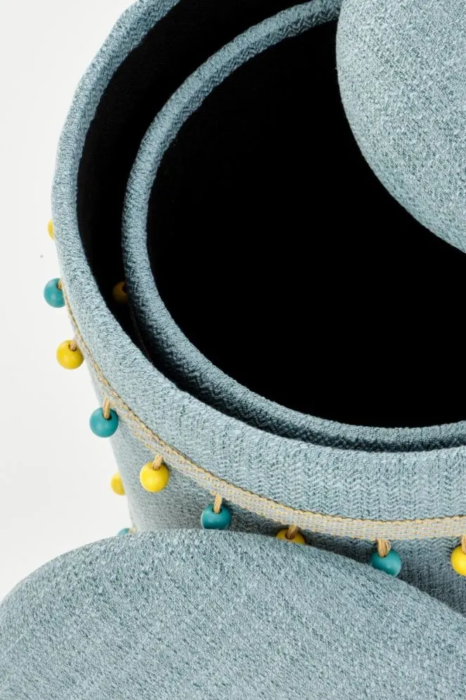 Zestaw puf GRADO jasnoniebieski w stylu boho | MIRAT.