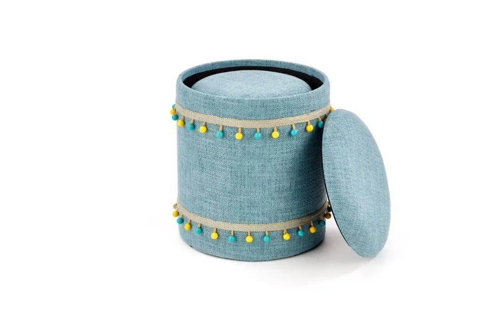 Zestaw puf GRADO jasnoniebieski w stylu boho | MIRAT.