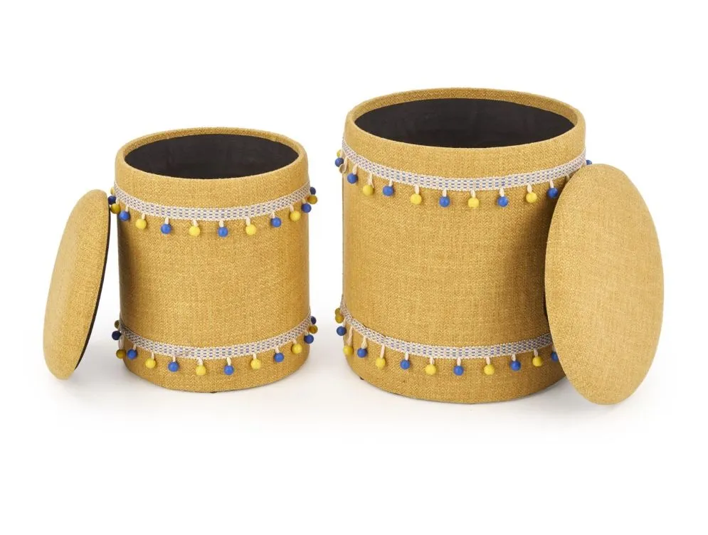 Zestaw puf GRADO żółty ze schowskiem | MIRAT.