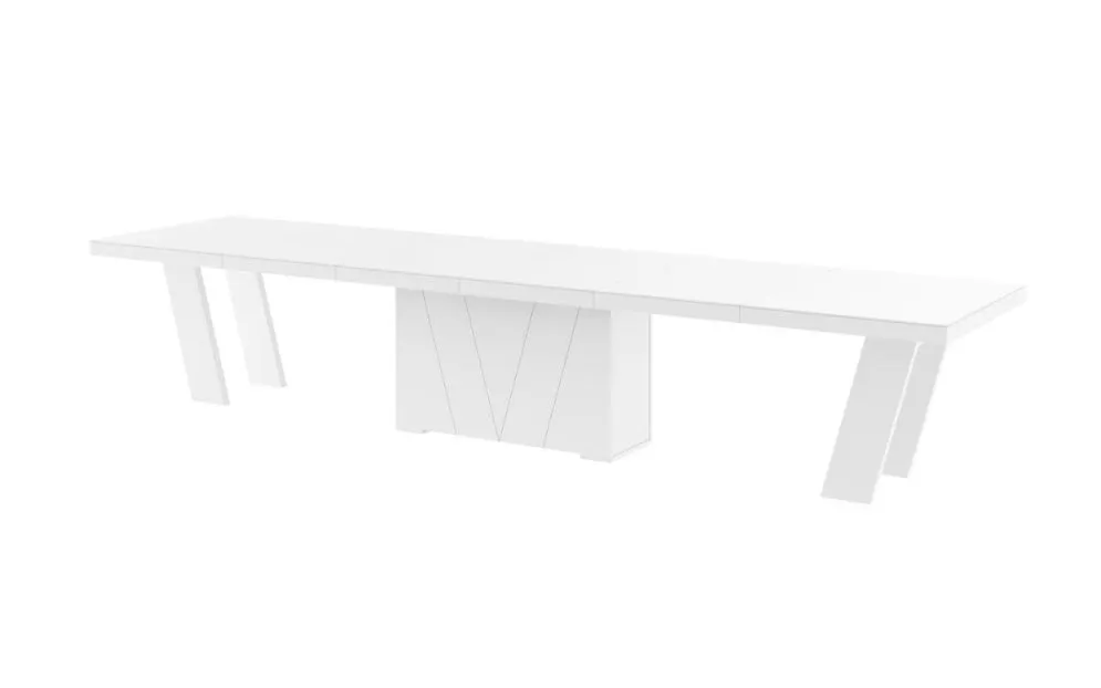 Stół rozkładany GRANDE 160(412)x100 biały połysk designerski | MIRAT.