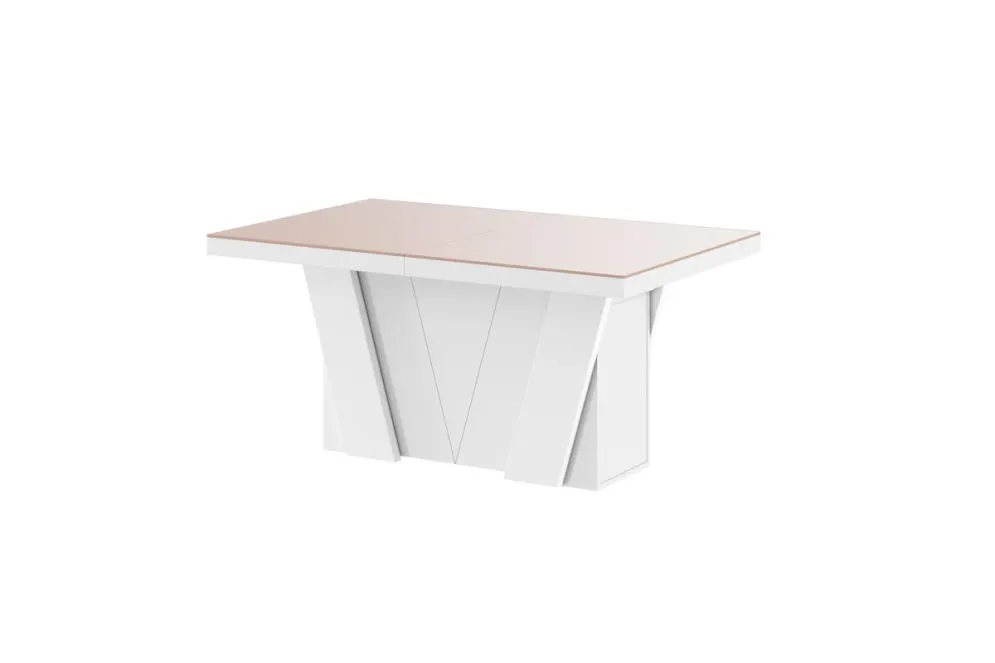 Stół rozkładany GRANDE 160(412)x100 cappuccino/biały połysk nowoczesny | MIRAT.