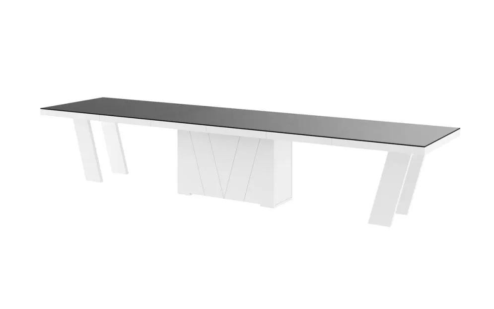 Stół rozkładany GRANDE 160(412)x100 czarny/biały połysk na jednej nodze | MIRAT.