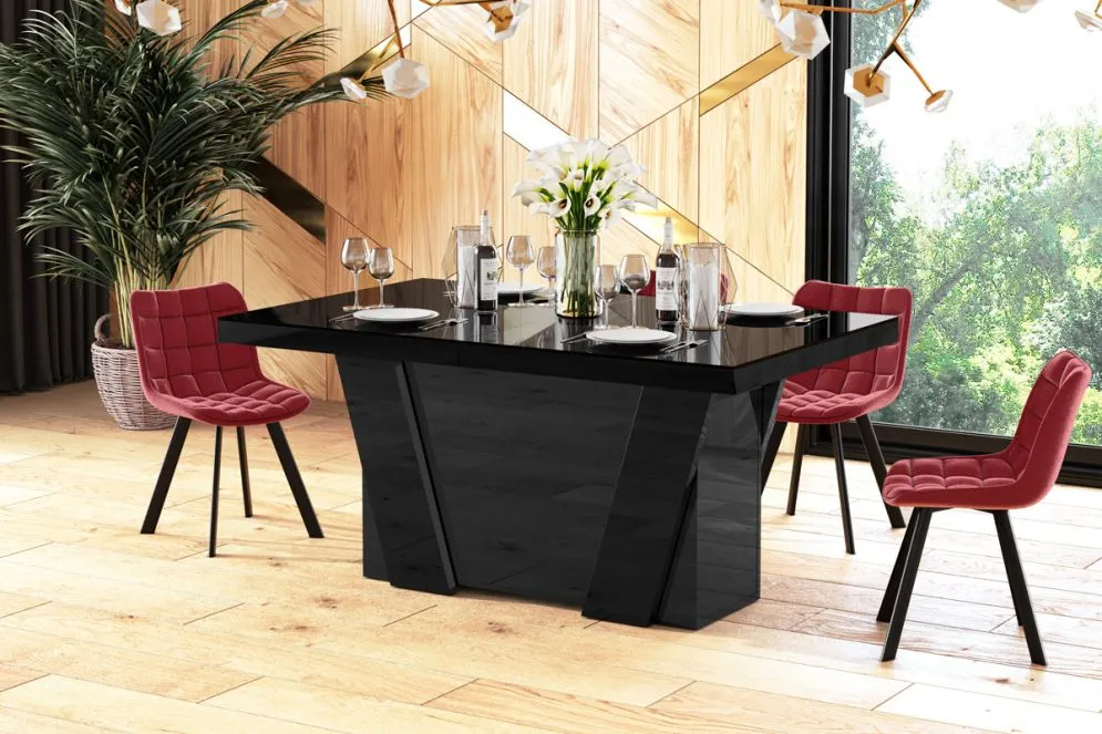 Stół rozkładany GRANDE 160(412)x100 czarny połysk duży | MIRAT.