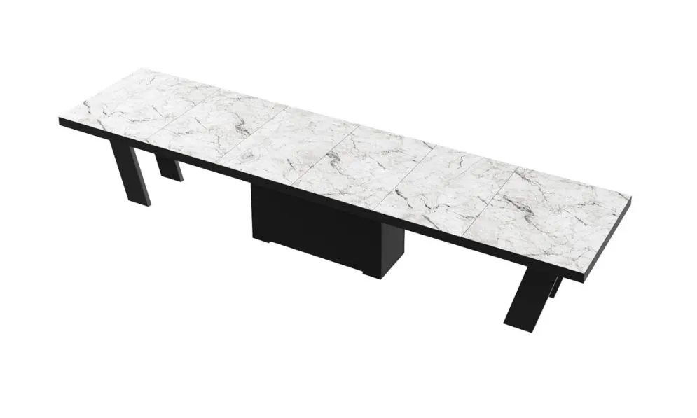 Stół rozkładany GRANDE 160(412)x100 biały marmur/czarny połysk nowoczesny I sklep meblowy MIRAT. styl GLAMOUR