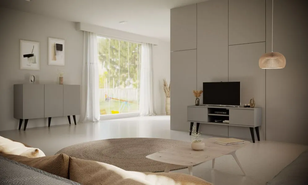 Komoda TORONTO szara z drzwiczkami I sklep meblowy MIRAT. styl SKANDYNAWSKI kolekcja TORONTO