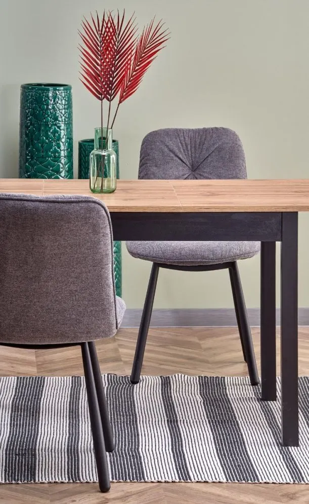 Stół GREG 124(168)x74 dąb/czarny rozkładany na drewnianych nogach | MIRAT. w stylu LOFT kolekcja