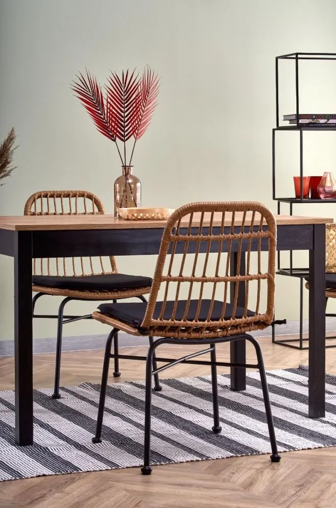 Stół GREG 124(168)x74 dąb/czarny rozkładany na drewnianych nogach | MIRAT. w stylu LOFT kolekcja