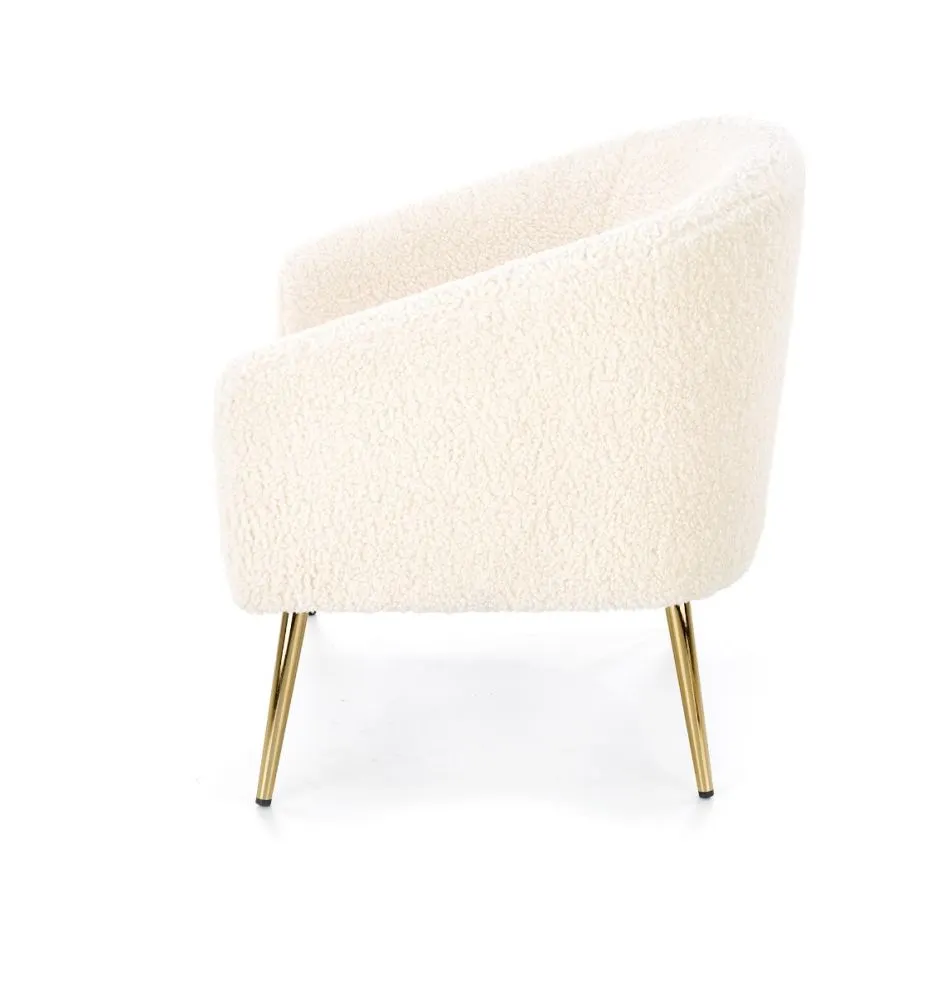 Fotel do salonu GRIFON kremowy na złotych nogach | MIRAT. styl GLAMOUR