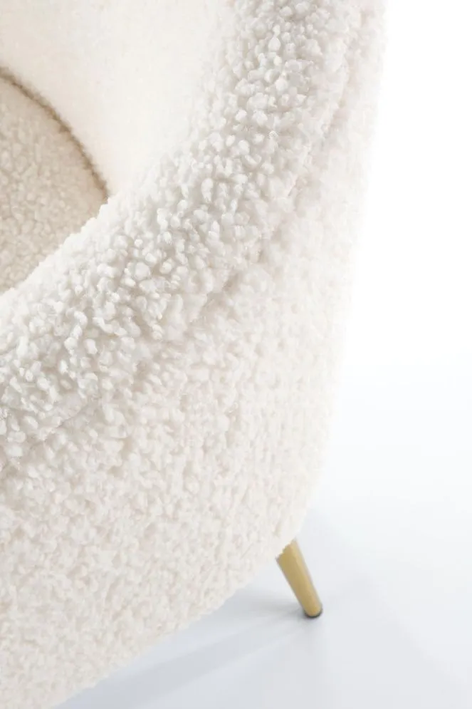 Fotel do salonu GRIFON kremowy na złotych nogach | MIRAT. styl GLAMOUR