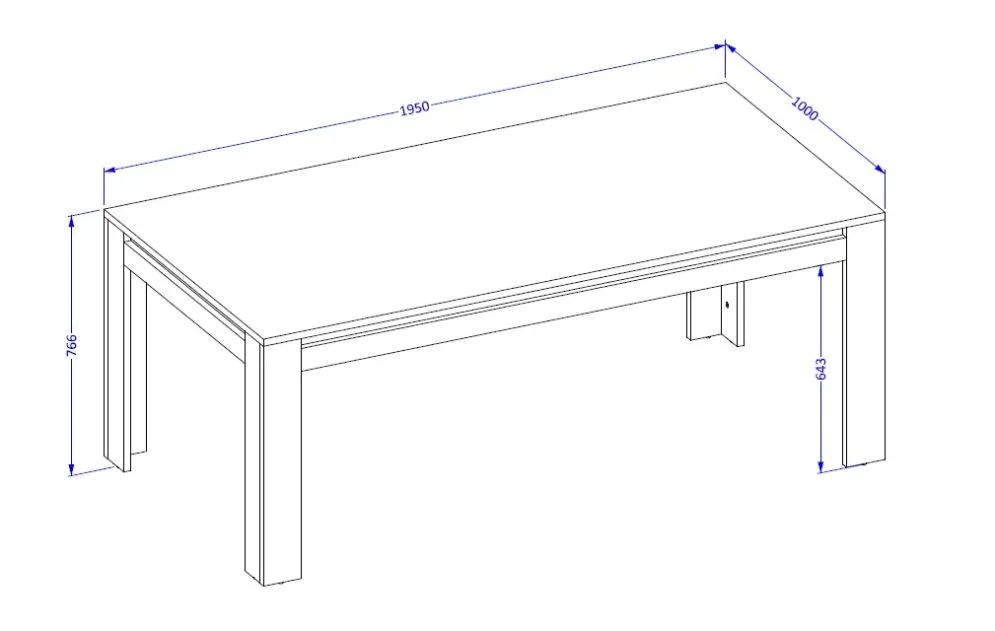 Stół prostokątny DADES 195x100 dąb samdal/czarny mat do salonu I sklep meblowy MIRAT. styl LOFT
