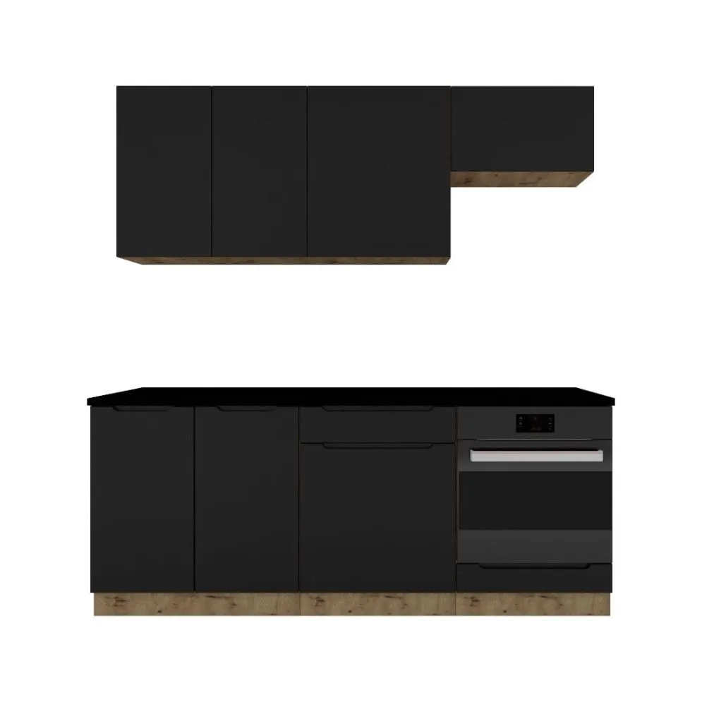 Zestaw mebli kuchennych ISABEL dł. 2m czarny mat/dąb artisan bez blatu I sklep meblowy MIRAT.  kolekcja ISABEL