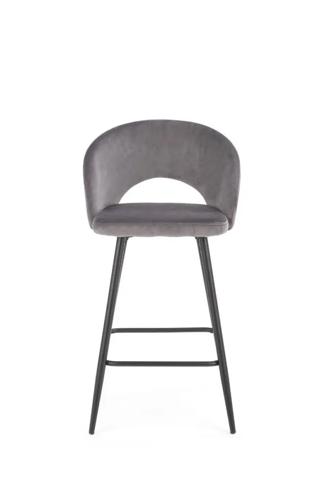 Hoker niski H96 szary aksamitny z oparciem | MIRAT. w stylu  kolekcja