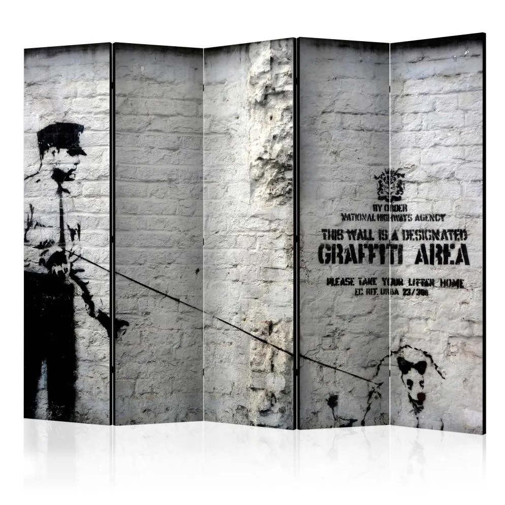 Parawan dwustronny Street art 225x172 cm 5-częściowy czarny | MIRAT.