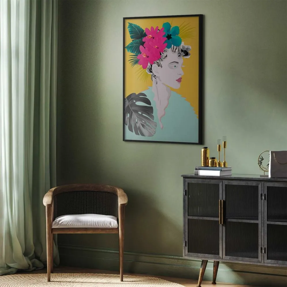 Plakat Kwiaty we włosach 29,7x42 cm z ramą czarną bez marginesu | MIRAT.