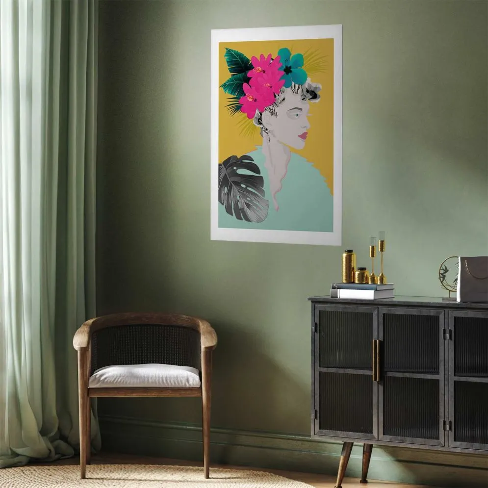 Plakat Kwiaty we włosach 60x90 cm bez ramy z marginesem | MIRAT.