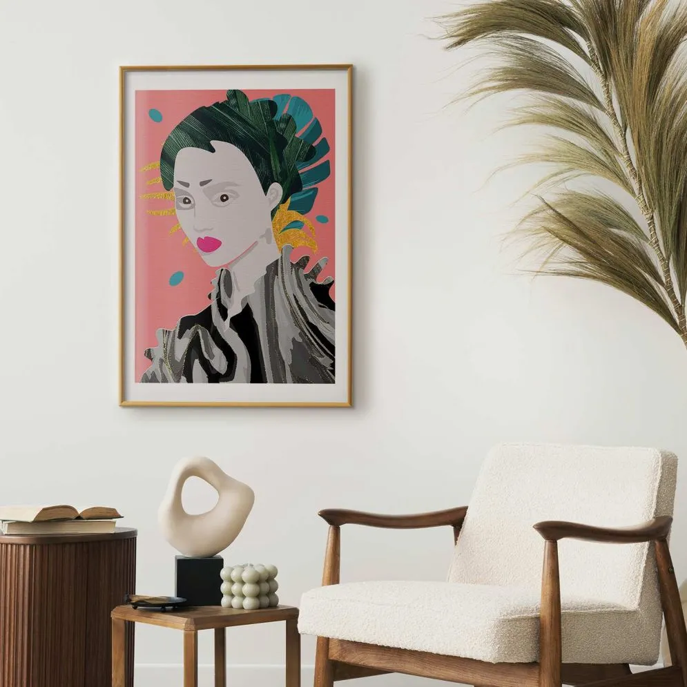 Plakat Azjatycki styl 40x60cm z ramą złotą z marginesem | MIRAT.  kolekcja h-A-0108-ao-a