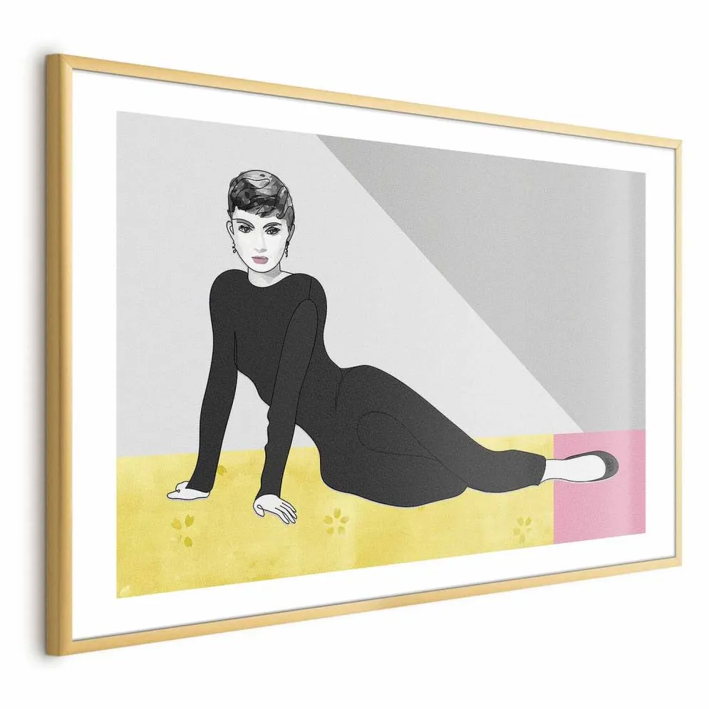 Plakat Piękna Audrey 30x21 cm z ramą złotą z marginesem | MIRAT.