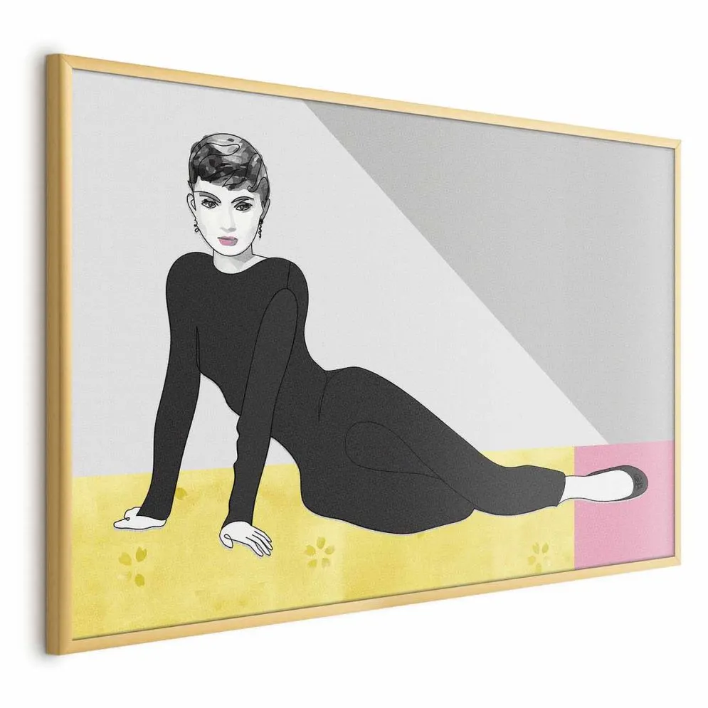 Plakat Piękna Audrey 42x29,7 cm z ramą złotą bez marginesu | MIRAT.