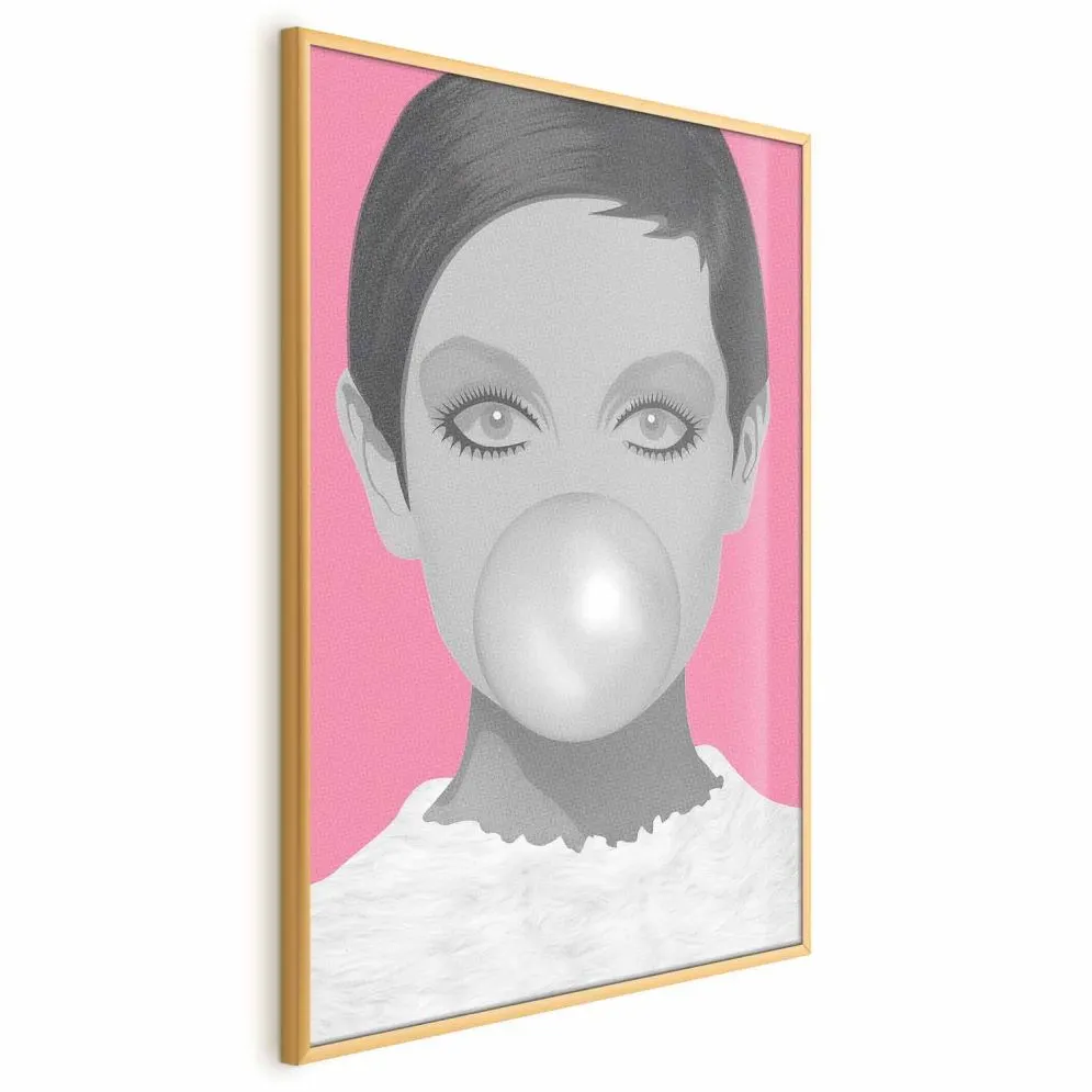 Plakat Guma balonowa 21x30 cm z ramą złotą bez marginesu | MIRAT.