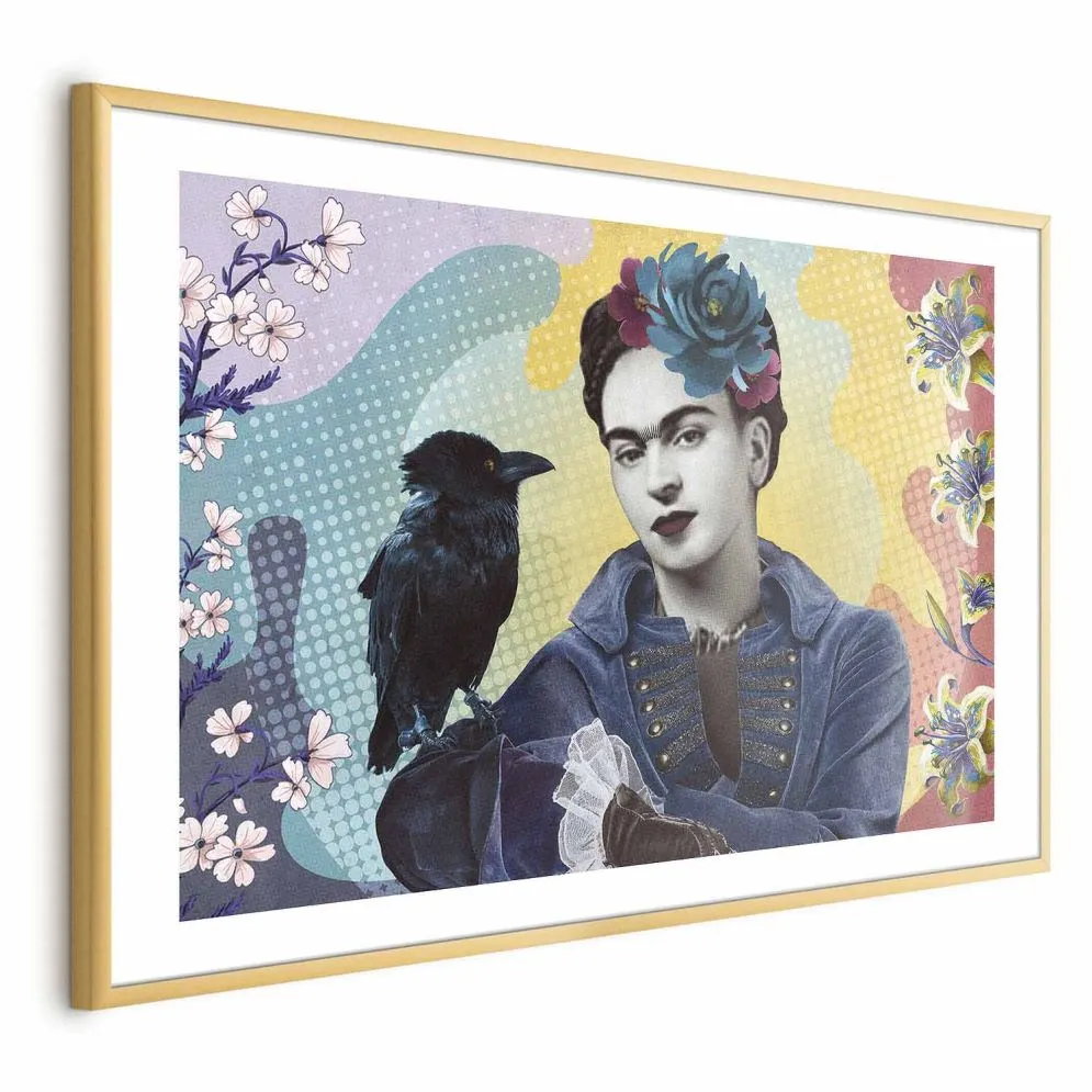 Plakat Totemiczna Frida 30x21 cm z ramą złotą z marginesem | MIRAT.