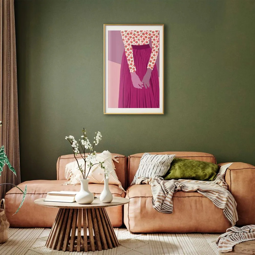 Plakat Truskawkowa pani 40x60 cm z ramą złotą z marginesem | MIRAT.