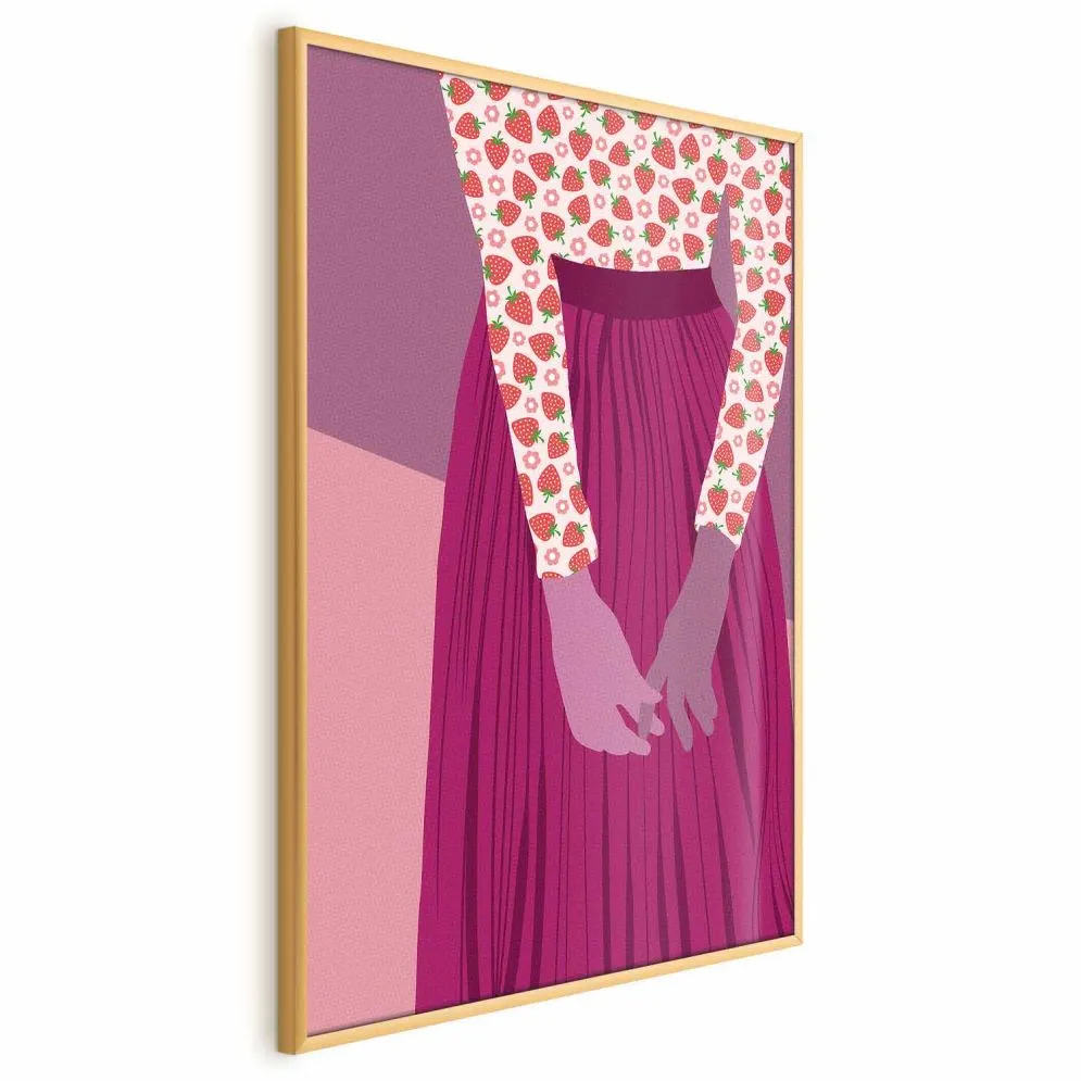 Plakat Truskawkowa pani 21x30 cm z ramą złotą bez marginesu | MIRAT.