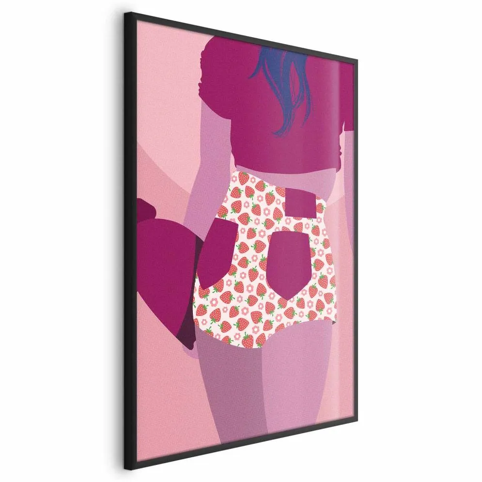 Plakat Spodenki w truskawki 40x60 cm z ramą czarną bez marginesu | MIRAT.