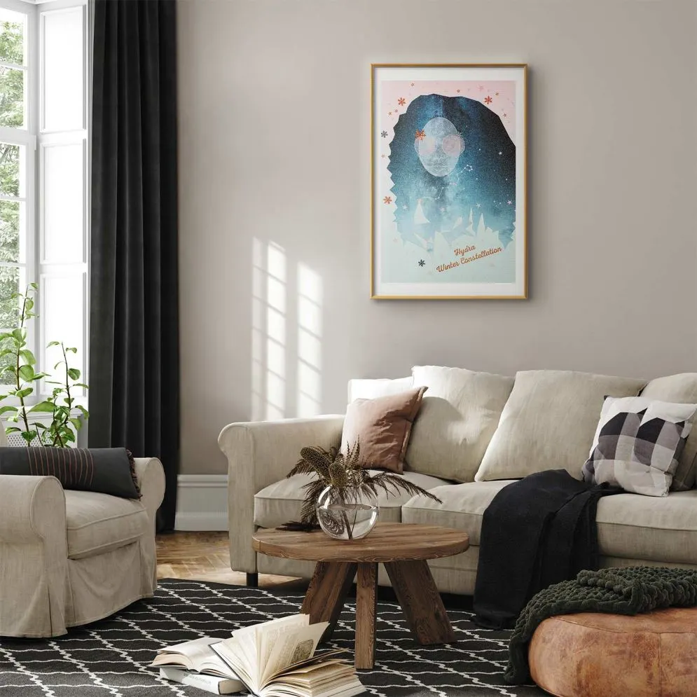 Plakat Winter Constellation 21x30 cm z ramą złotą z marginesem | MIRAT.