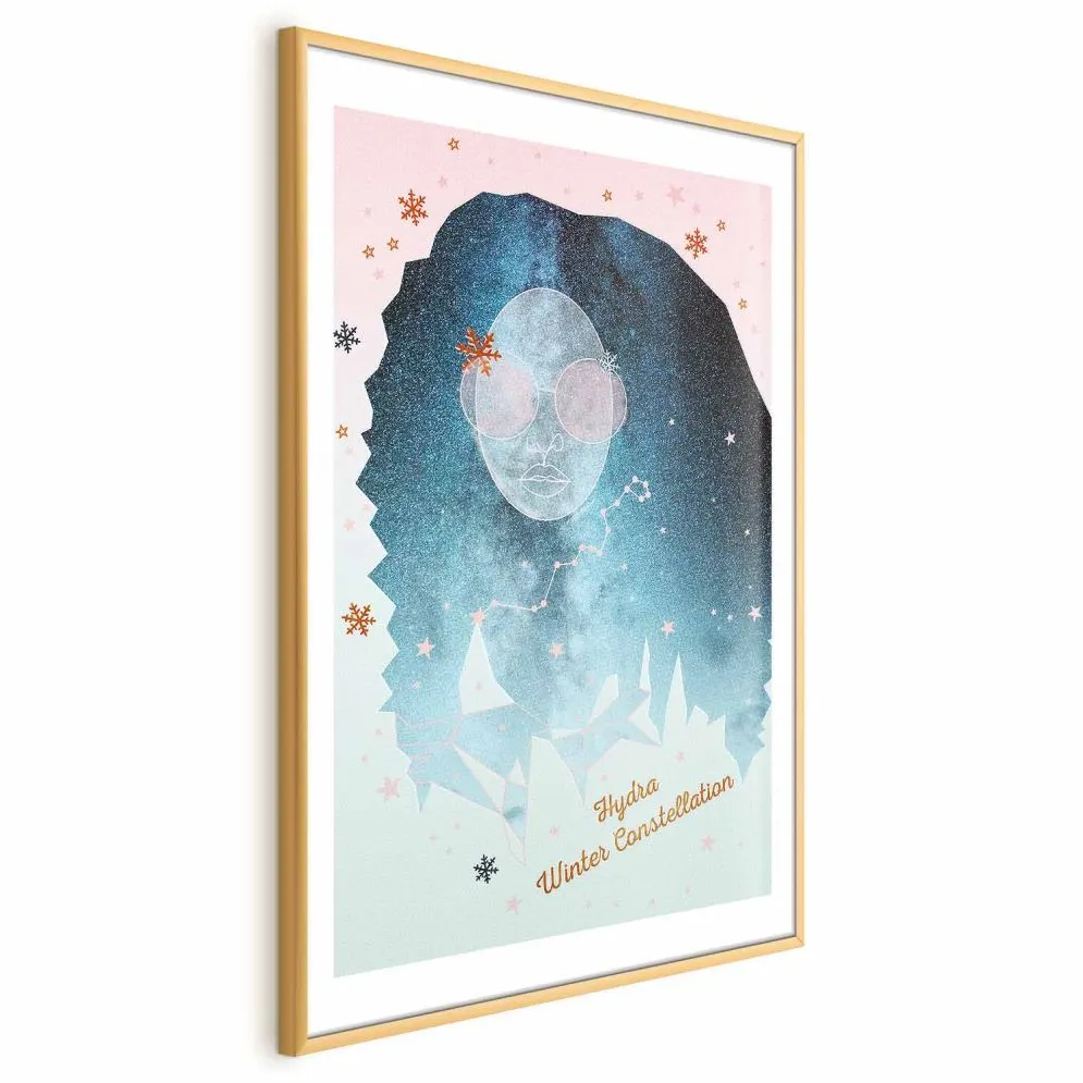 Plakat Winter Constellation 21x30 cm z ramą złotą z marginesem | MIRAT.