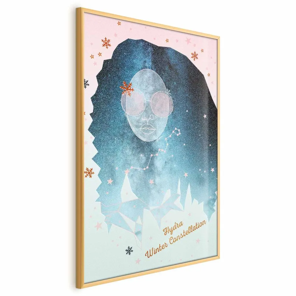 Plakat Winter Constellation 21x30 cm z ramą złotą bez marginesu | MIRAT.