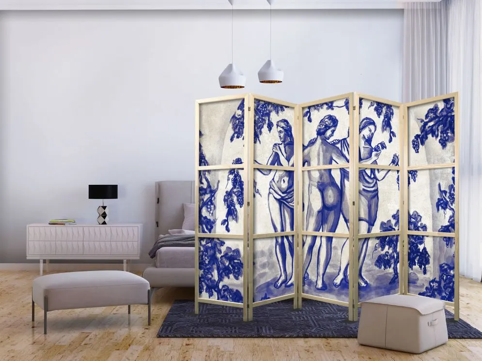 Parawan japoński Ludzie 225x172 cm 5-częściowy szary | MIRAT.