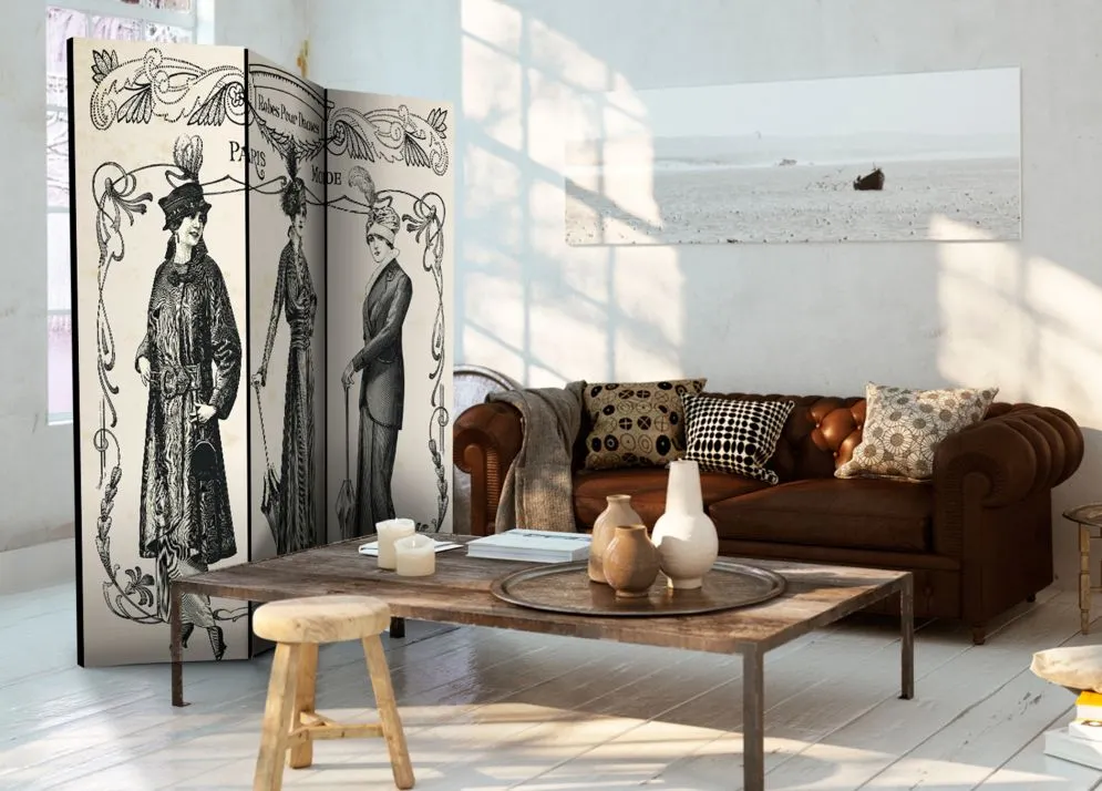 Parawan dwustronny Ludzie 135x172 cm 3-częściowy zielony | MIRAT.