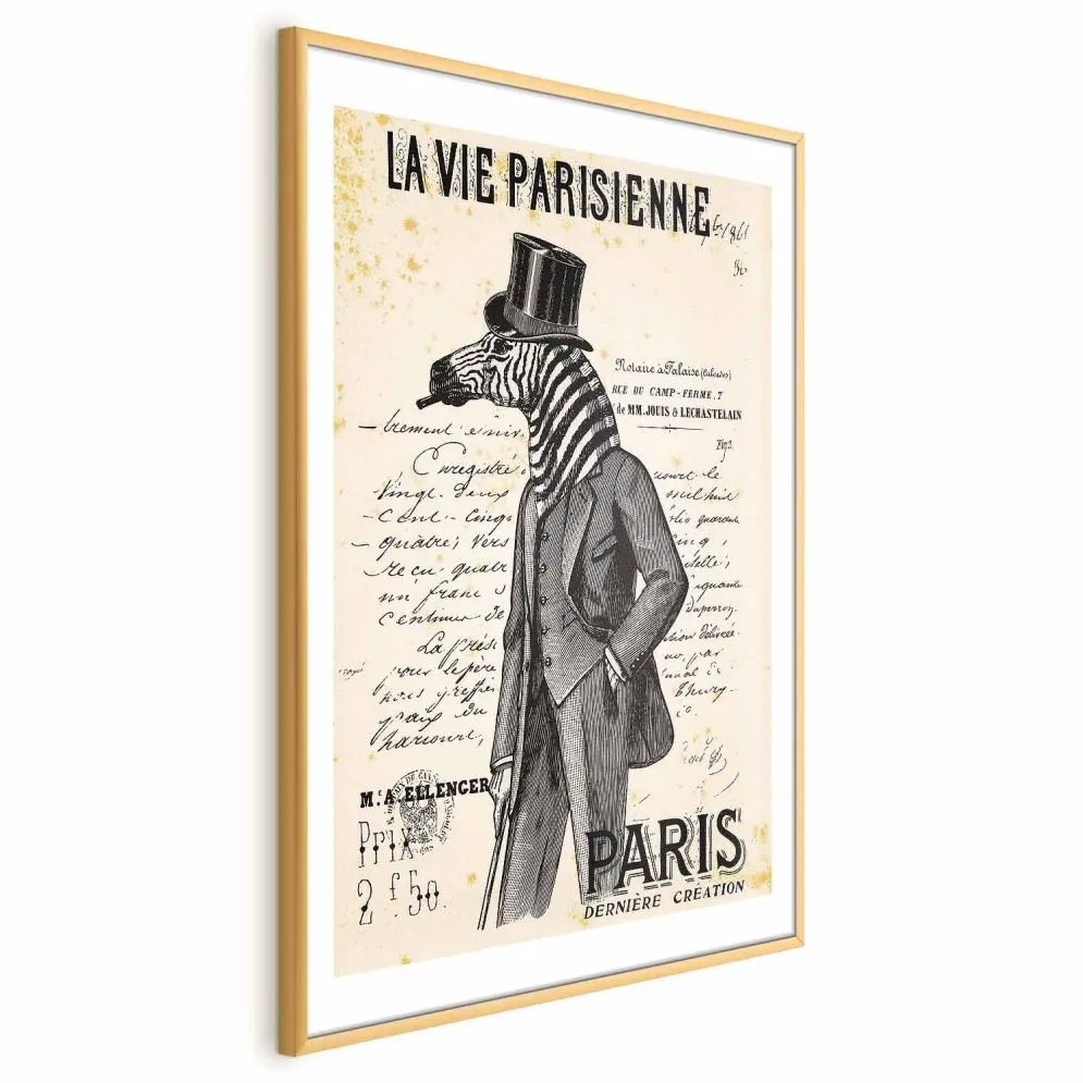 Plakat La Vie Parisienne 60x90 cm z ramą złotą z marginesem | MIRAT.