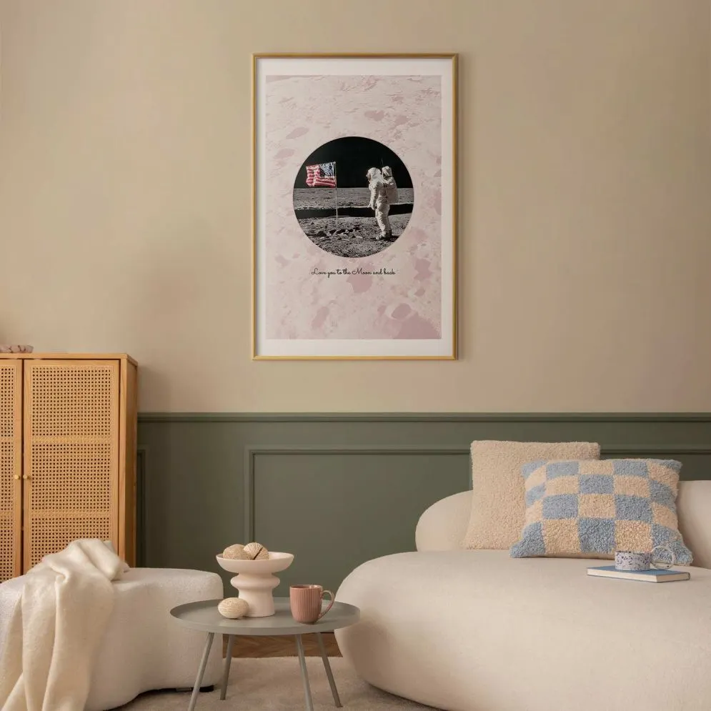 Plakat Love You 29,7x42 cm z ramą złotą z marginesem | MIRAT.