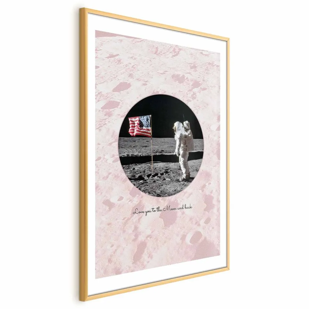 Plakat Love You 29,7x42 cm z ramą złotą z marginesem | MIRAT.