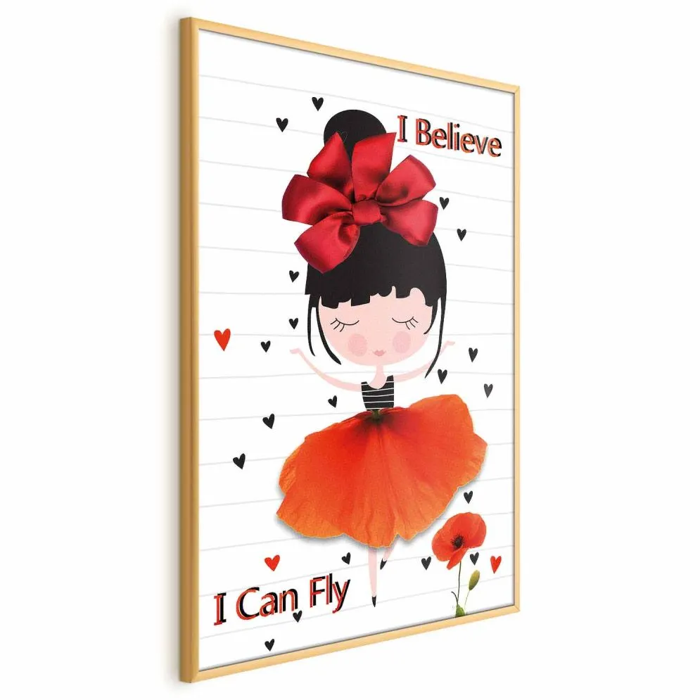 Plakat Fly 29,7x42 cm z ramą złotą bez marginesu | MIRAT.