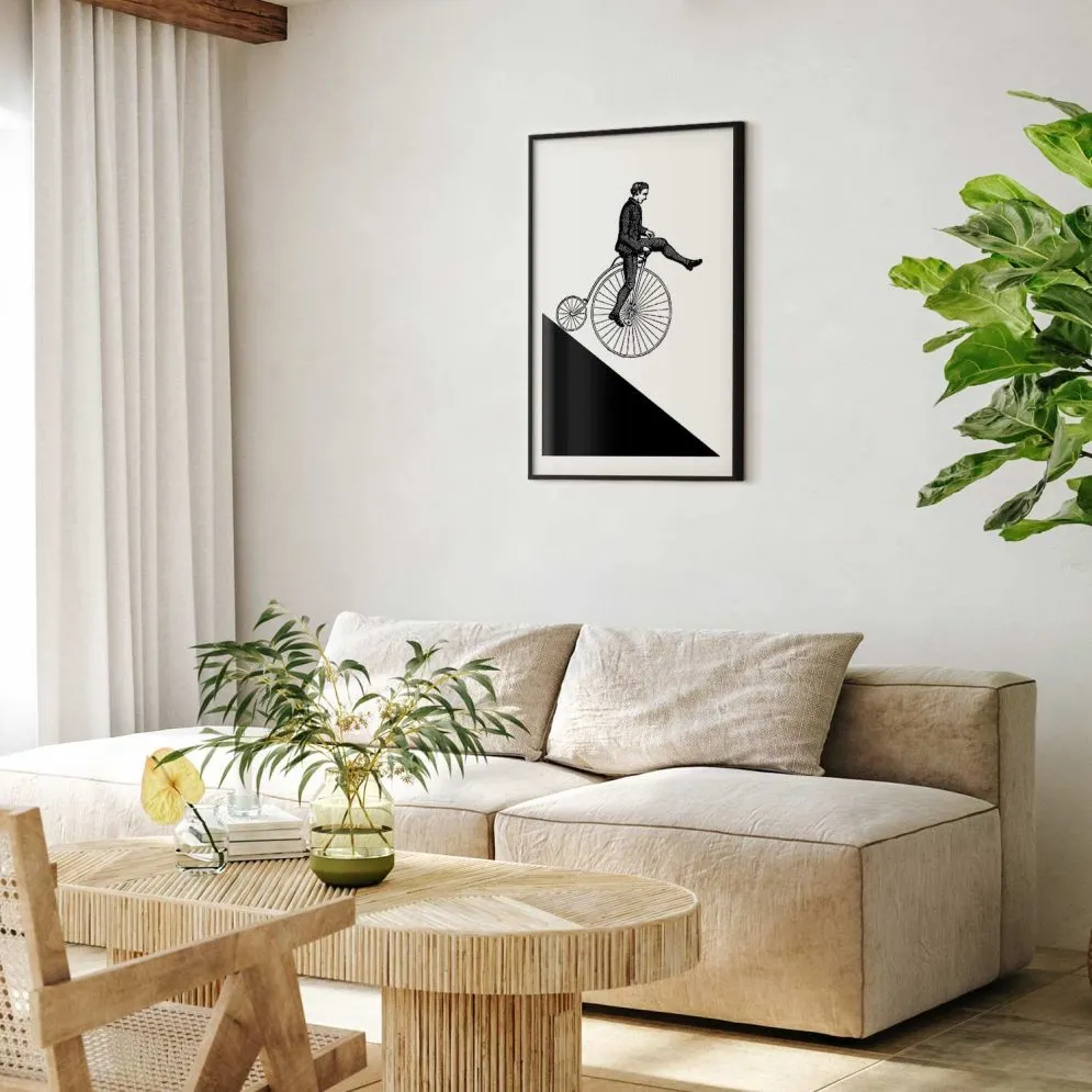 Plakat Cyklista 60x90 cm z ramą czarną z marginesem | MIRAT.