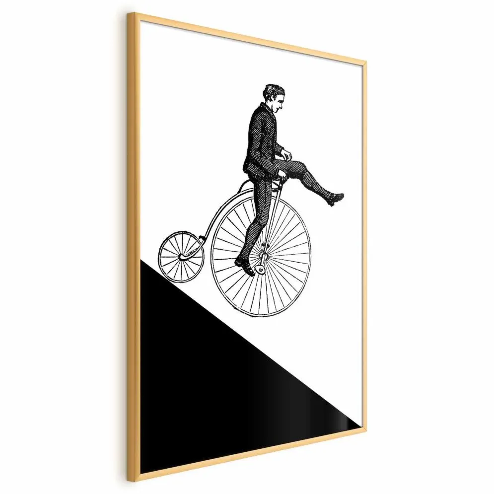 Plakat Cyklista 60x90 cm z ramą złotą bez marginesu | MIRAT.