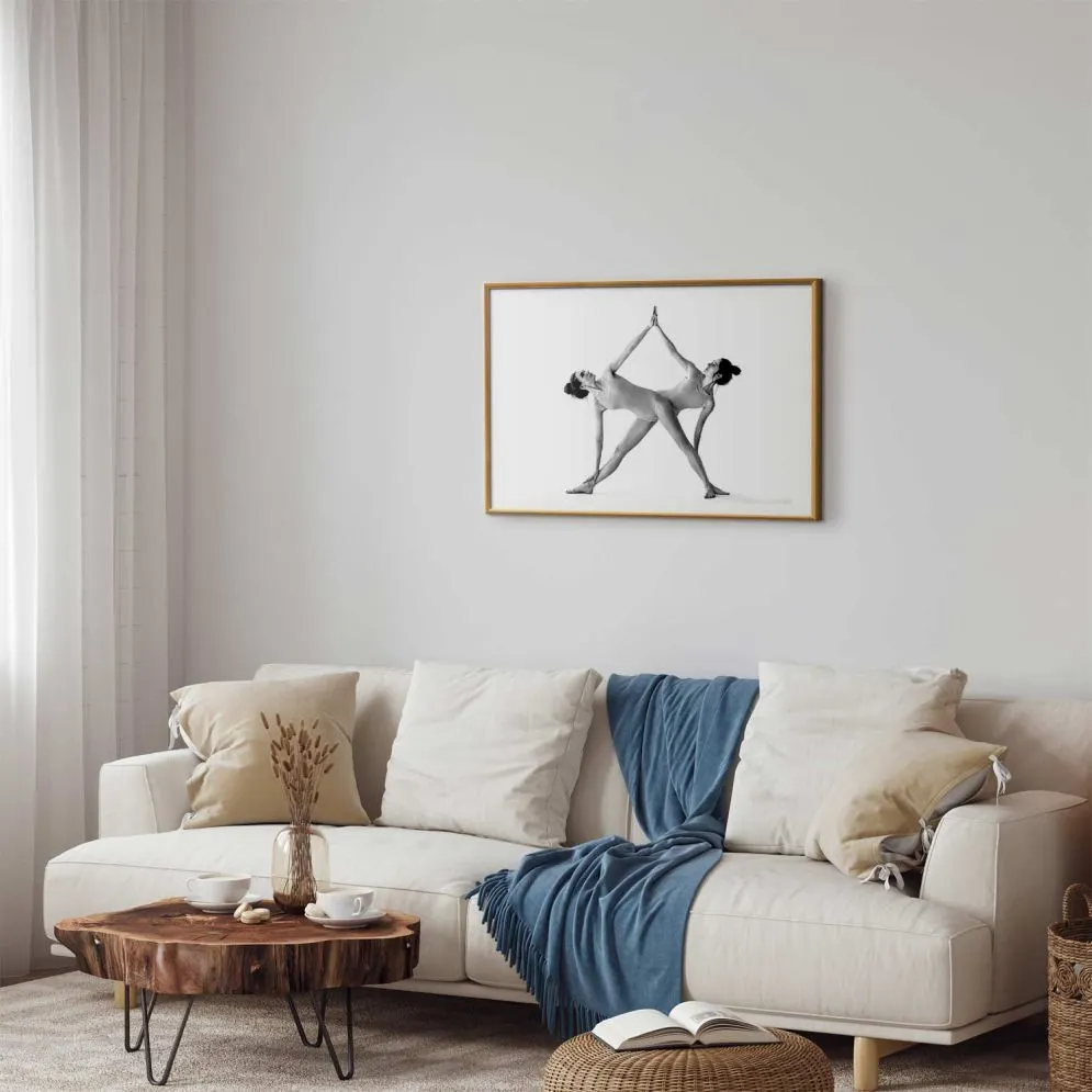 Plakat Joga 42x29,7 cm z ramą złotą z marginesem | MIRAT.