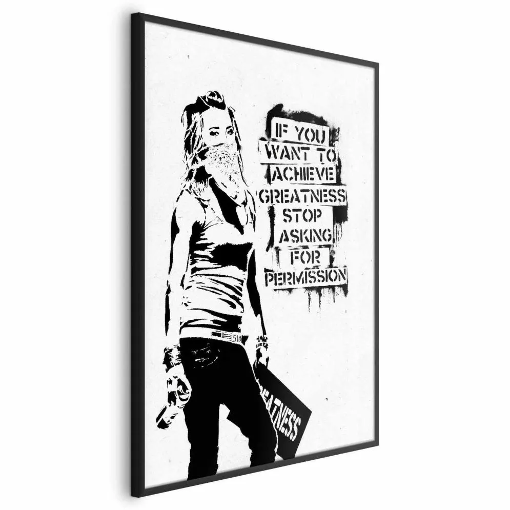 Plakat Dziewczyna z graffiti 40x60 cm z ramą czarną bez marginesu | MIRAT.